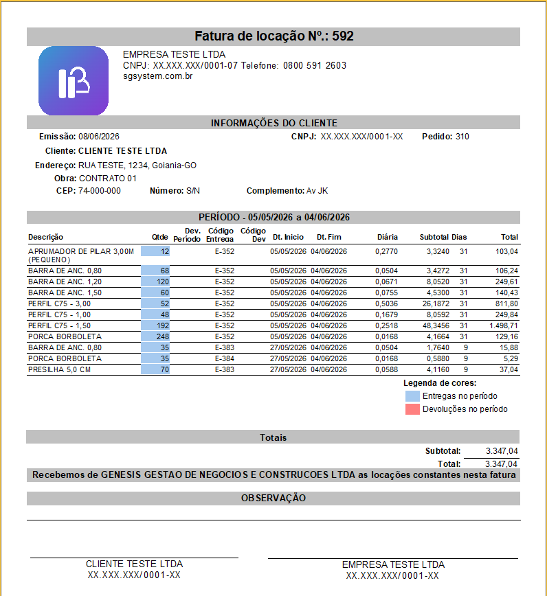 Fatura e nota fiscal no N-Sic
